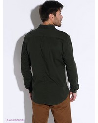 Мужская темно-зеленая рубашка с длинным рукавом от SALSA