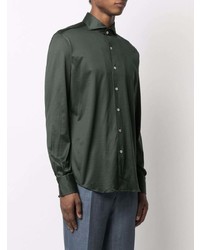 Мужская темно-зеленая рубашка с длинным рукавом от Canali
