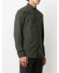 Мужская темно-зеленая рубашка с длинным рукавом от Ermenegildo Zegna