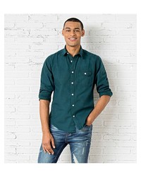 Мужская темно-зеленая рубашка с длинным рукавом от SPRINGFIELD
