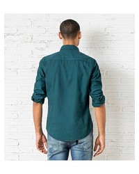 Мужская темно-зеленая рубашка с длинным рукавом от SPRINGFIELD
