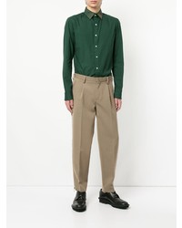 Мужская темно-зеленая рубашка с длинным рукавом от Kolor