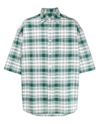 Мужская темно-зеленая рубашка с коротким рукавом в шотландскую клетку от Ami Paris