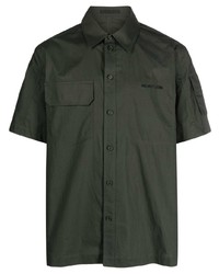 Мужская темно-зеленая рубашка с коротким рукавом с вышивкой от Helmut Lang