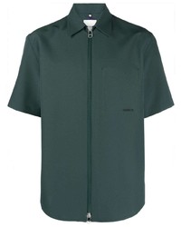 Мужская темно-зеленая рубашка с коротким рукавом с вышивкой от Oamc