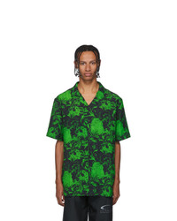 Мужская темно-зеленая рубашка с коротким рукавом с принтом от Axel Arigato