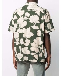 Мужская темно-зеленая рубашка с коротким рукавом с цветочным принтом от Closed