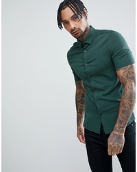 Мужская темно-зеленая рубашка с коротким рукавом от ASOS DESIGN
