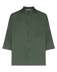 Мужская темно-зеленая рубашка с коротким рукавом от By Walid