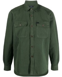 Мужская темно-зеленая рубашка с коротким рукавом от Fay