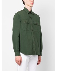 Мужская темно-зеленая рубашка с коротким рукавом от Fay