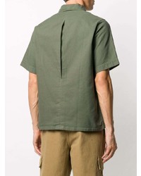 Мужская темно-зеленая рубашка с коротким рукавом от VISVIM