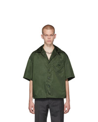 Мужская темно-зеленая рубашка с коротким рукавом от Prada