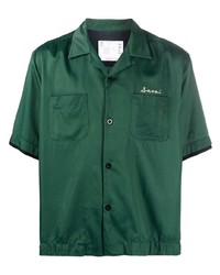 Мужская темно-зеленая рубашка с коротким рукавом от Sacai