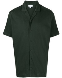 Мужская темно-зеленая рубашка с коротким рукавом от Sunspel