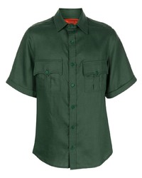 Мужская темно-зеленая рубашка с коротким рукавом от Thebe Magugu