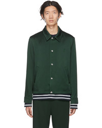 Темно-зеленая сатиновая куртка-рубашка