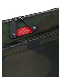 Темно-зеленая сумка почтальона из плотной ткани с камуфляжным принтом от Valentino