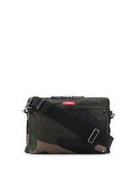 Темно-зеленая сумка почтальона из плотной ткани с камуфляжным принтом от Valentino