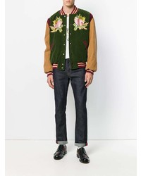 Мужская темно-зеленая университетская куртка от Gucci