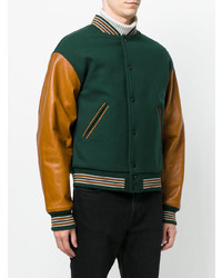 Мужская темно-зеленая университетская куртка от Saint Laurent