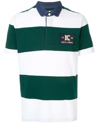 Мужская темно-зеленая футболка-поло в горизонтальную полоску от Kent & Curwen