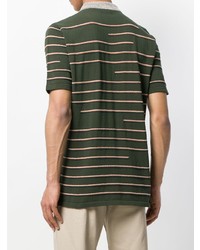 Мужская темно-зеленая футболка-поло в горизонтальную полоску от Roberto Collina