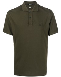 Мужская темно-зеленая футболка-поло с вышивкой от C.P. Company