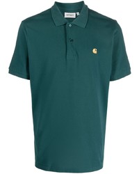 Мужская темно-зеленая футболка-поло с вышивкой от Carhartt WIP