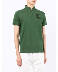 Мужская темно-зеленая футболка-поло с вышивкой от Shanghai Tang