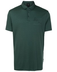 Мужская темно-зеленая футболка-поло с принтом от Armani Exchange