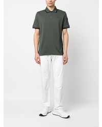 Мужская темно-зеленая футболка-поло с принтом от Moncler