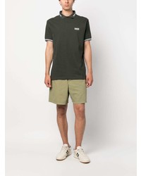 Мужская темно-зеленая футболка-поло с принтом от Barbour