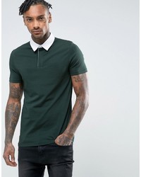 Мужская темно-зеленая футболка-поло от Asos