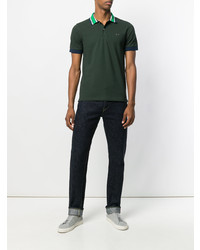 Мужская темно-зеленая футболка-поло от Sun 68