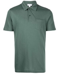Мужская темно-зеленая футболка-поло от Sunspel