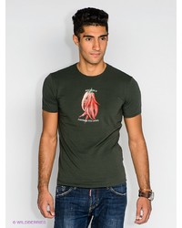 Мужская темно-зеленая футболка с v-образным вырезом с принтом от DOCTOR E