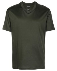 Мужская темно-зеленая футболка с v-образным вырезом от Emporio Armani