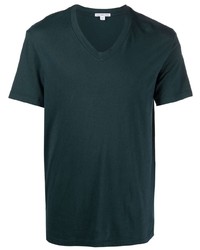 Мужская темно-зеленая футболка с v-образным вырезом от James Perse