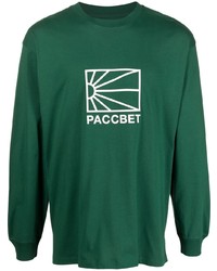Мужская темно-зеленая футболка с длинным рукавом с принтом от PACCBET