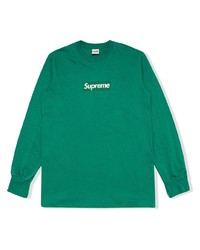 Мужская темно-зеленая футболка с длинным рукавом с принтом от Supreme