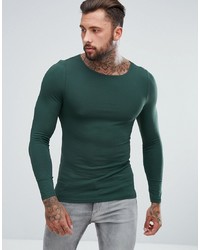 Мужская темно-зеленая футболка с длинным рукавом от ASOS DESIGN