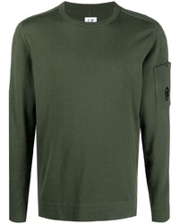 Мужская темно-зеленая футболка с длинным рукавом от C.P. Company