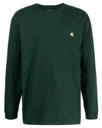 Мужская темно-зеленая футболка с длинным рукавом от Carhartt WIP