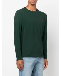Мужская темно-зеленая футболка с длинным рукавом от Polo Ralph Lauren