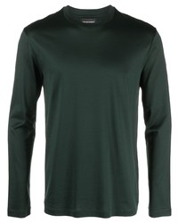Мужская темно-зеленая футболка с длинным рукавом от Emporio Armani