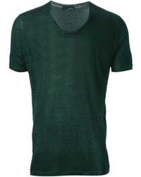 Темно-зеленая футболка с круглым вырезом