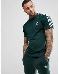 Мужская темно-зеленая футболка с круглым вырезом в вертикальную полоску от adidas