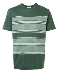 Мужская темно-зеленая футболка с круглым вырезом в горизонтальную полоску от Cerruti 1881
