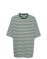 Мужская темно-зеленая футболка с круглым вырезом в горизонтальную полоску от Undercover